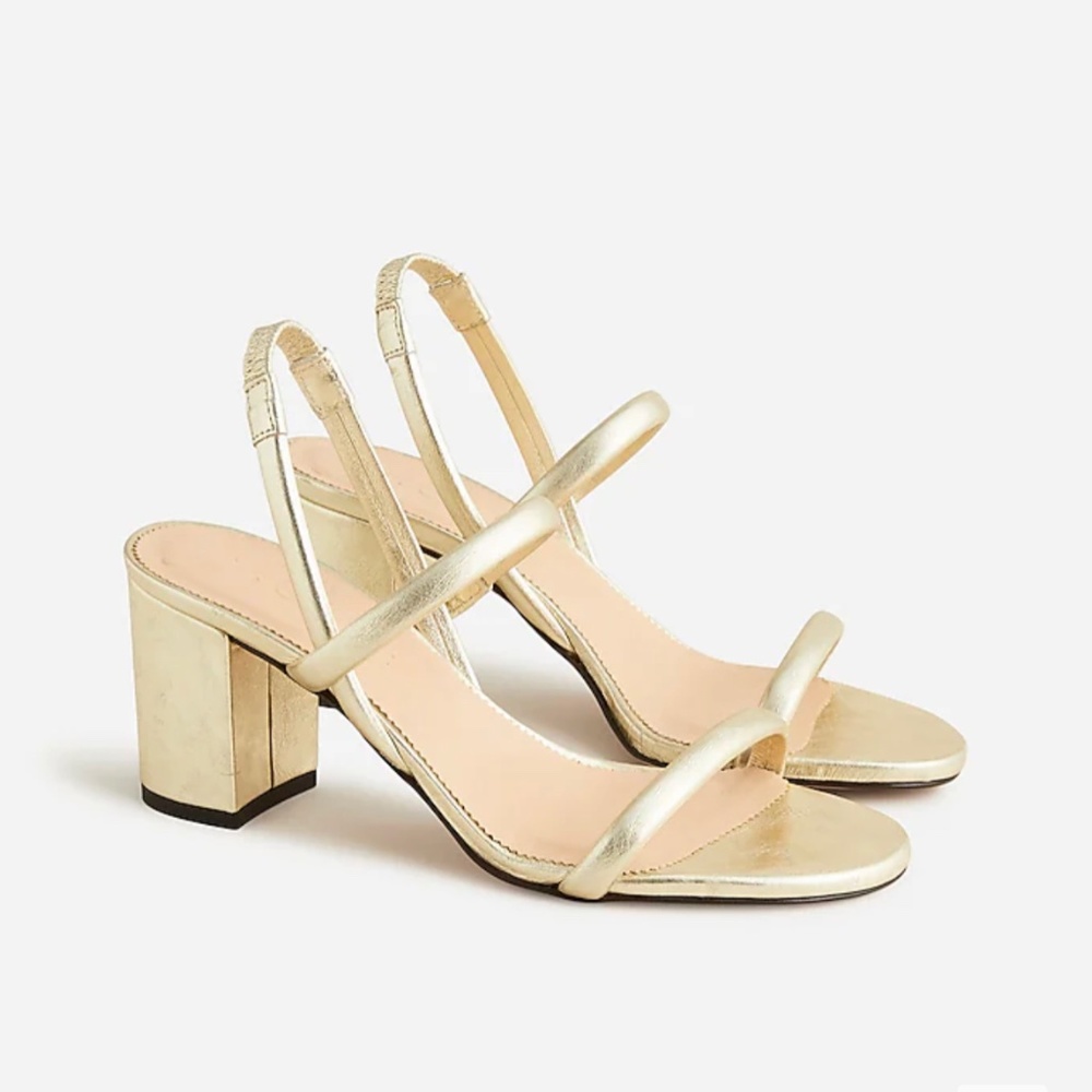J Crew Gold Slingback Block Heels